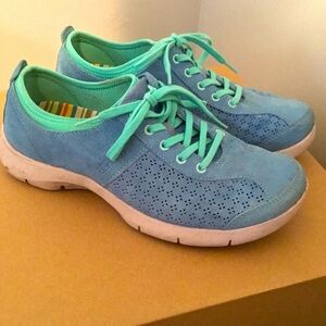 Dansko Women's Suede Leather Shoes Size Blue Green Slip Resist